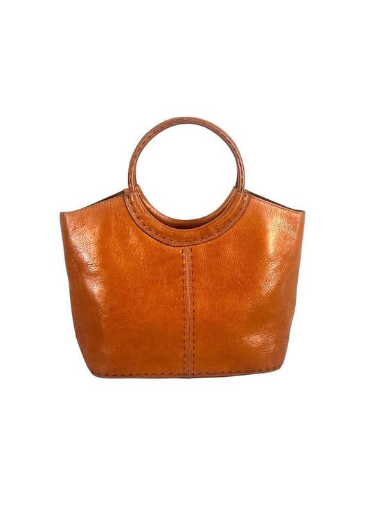 Fossil Handbags - vintage Fossil Satchel Brown Pebbled Leather Round Handles Fossil Key Y2K